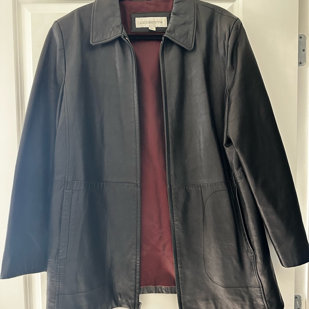 Liz Claiborne Black Leather Coat